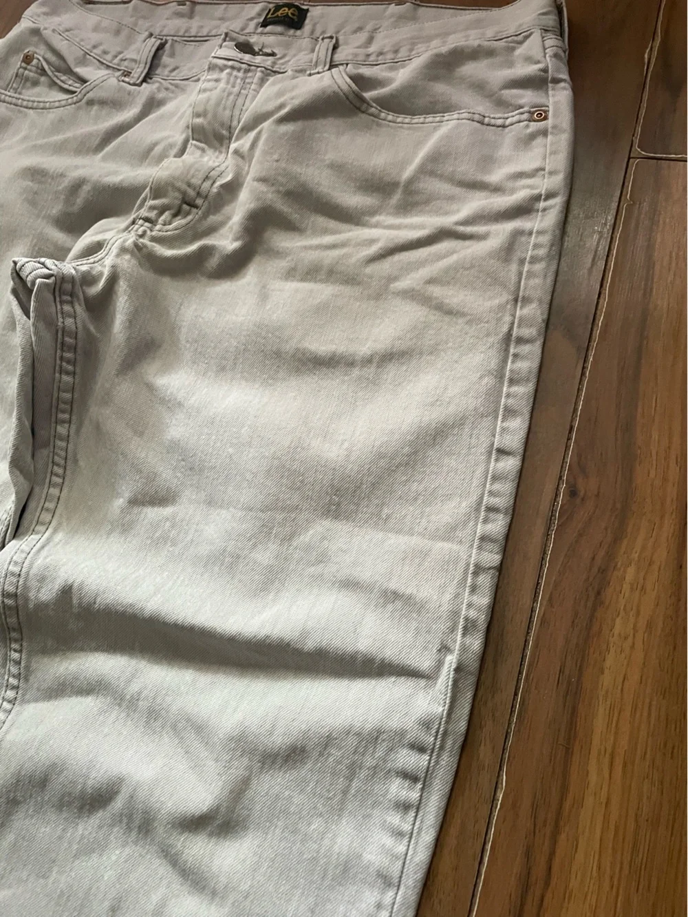 Lee Regular Fit Jeans Men 38x32 Light Gray Straight Leg 100% Cotton Denim